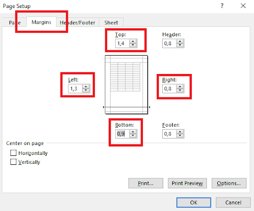 cách in Excel vừa trang giấy A4
